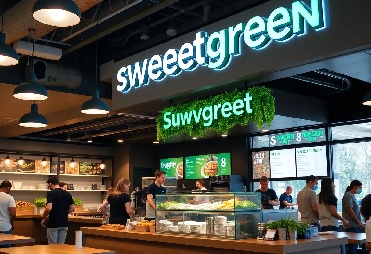 Sweetgreen restaurant interior with healthy food options