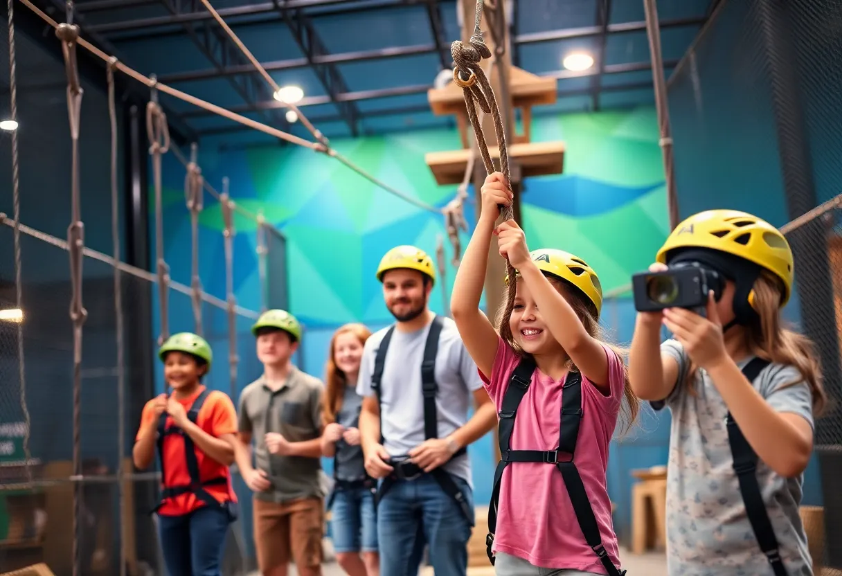 Families enjoying activities at Urban Air Adventure Park.