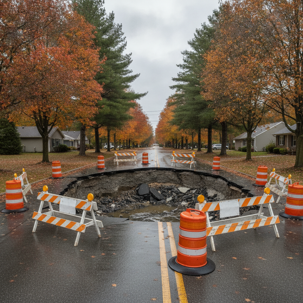 Northville, Michigan: Clement Road crater repairs targeted for November